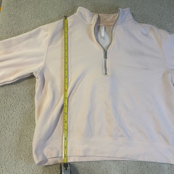 Fabletics 1/4 Zip Fleece Sweatshirt Women's L Small Pink Smudge Pockets - Picture 5 of 6